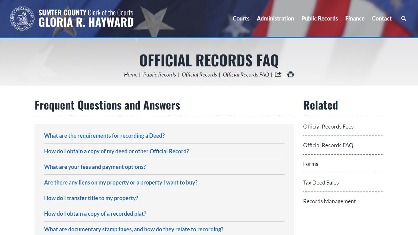 Official Records FAQ | Sumter County Clerk of Courts